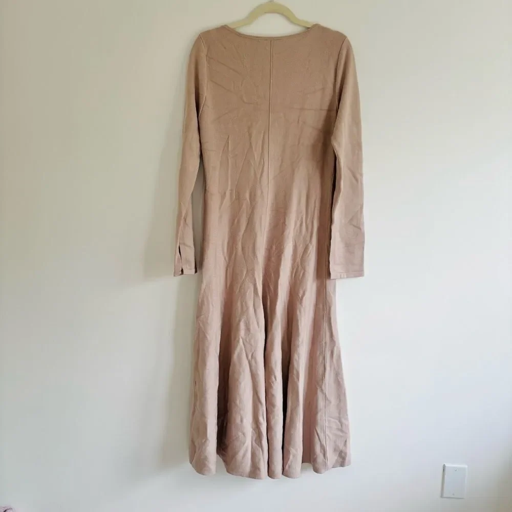 Karen Millen Lydia Millen Knit Midi Dress – Beige Cream, Full Skirt, Size M - Picture 5 of 7